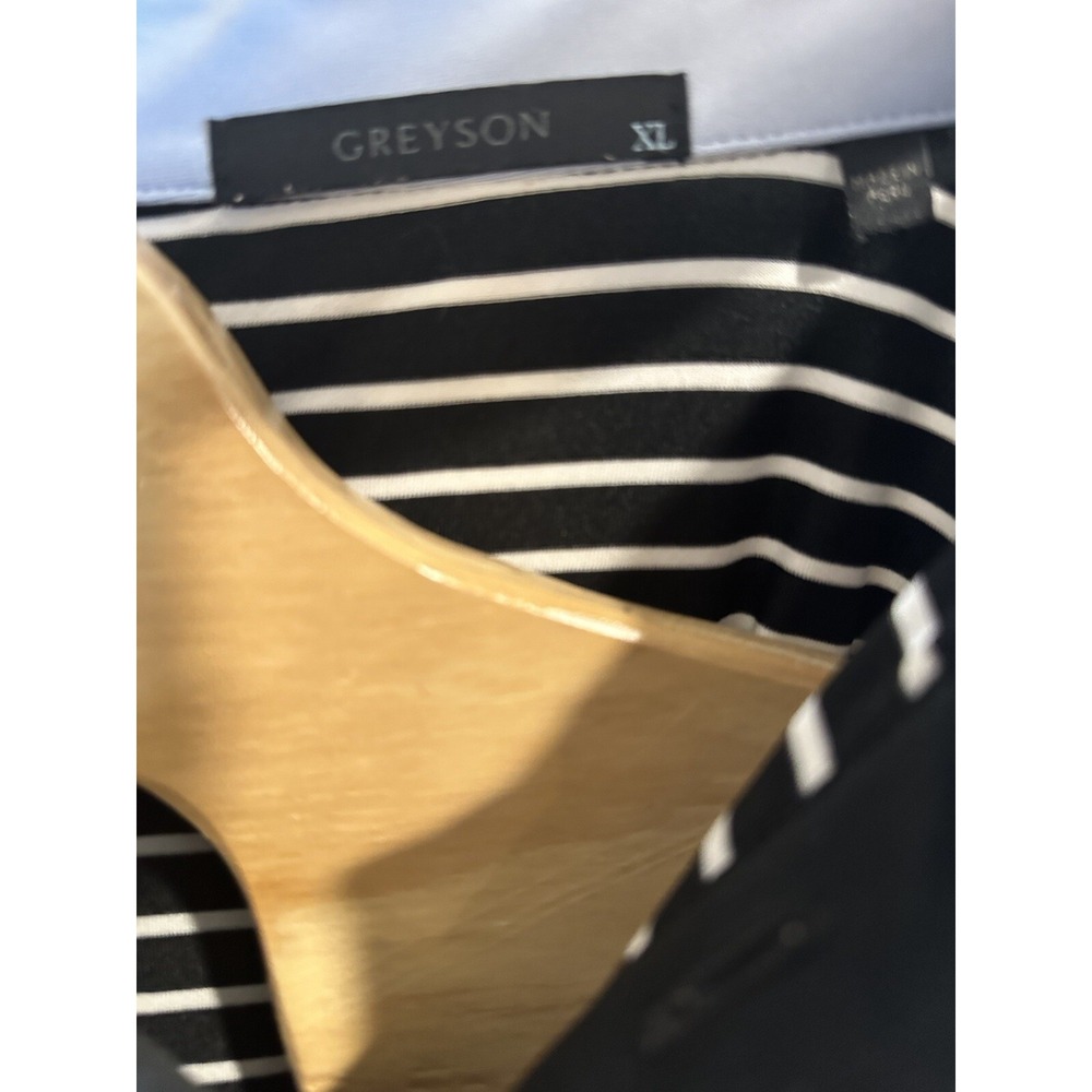 Greyson Polo Shirt Mens Extra Large Black & White Striped Performance Golf - Picture 4 of 4